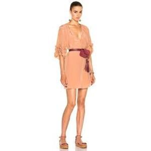 SEE by CHLOE Luxe Silk Mini Dress Dusty Nude 36 Small S LUXURY FEMININE Pockets